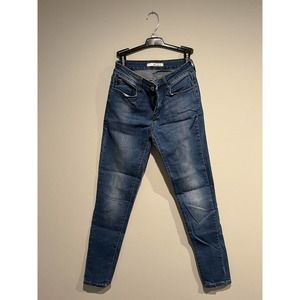 Kancan Women's Skinny Jeans Medium Blue Wash Button Zip Size 7/27